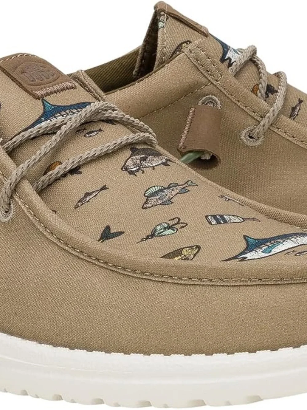 HEYDUDE Men's fish Wally Marlin Mule, Aluminum/Morel Brown shoes